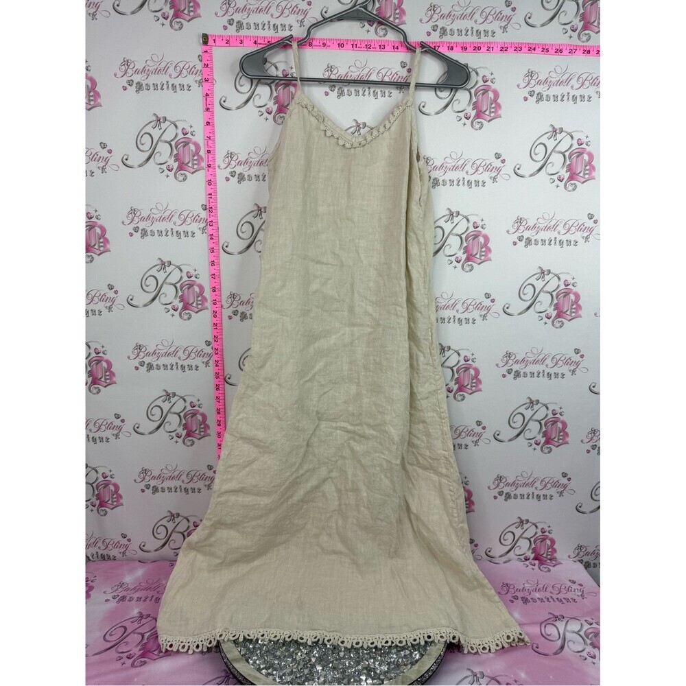 TERZO MILLENNIO Italy 🇮🇹 dress long maxi Slip Dress in Beige cream white croch
